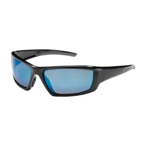 PIP Bouton® Optical Sunburst™ Full Frame Safety Glasses with Black Frame, Blue Mirror Plus Lens and Anti-Scratch / Anti-Reflective Coating