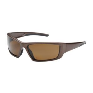 PIP Bouton® Optical Sunburst™ Full Frame Safety Glasses with Brown Frame, Polarized Brown Lens and Anti-Scratch / Anti-Fog Coating