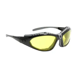 PIP Bouton® Optical Fuselage™ Full Frame Safety Glasses with Black Frame, Foam Padding, Amber Lens and Anti-Scratch / Anti-Fog Coating
