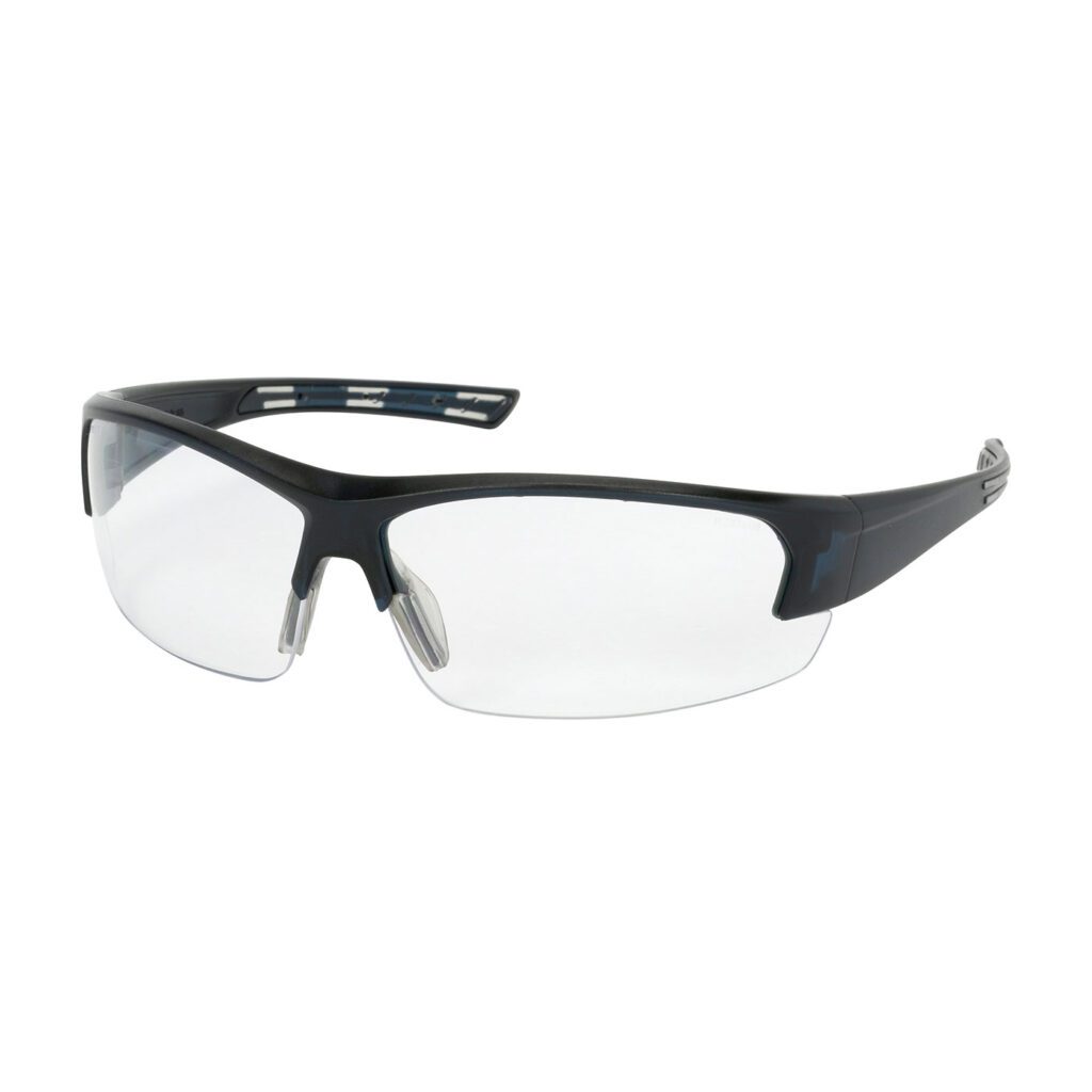 PIP Bouton® Optical Xtricate™ Semi-Rimless Safety Glasses with Dark Blue Frame, Clear Lens and FogLess® 3Sixty™ Coating