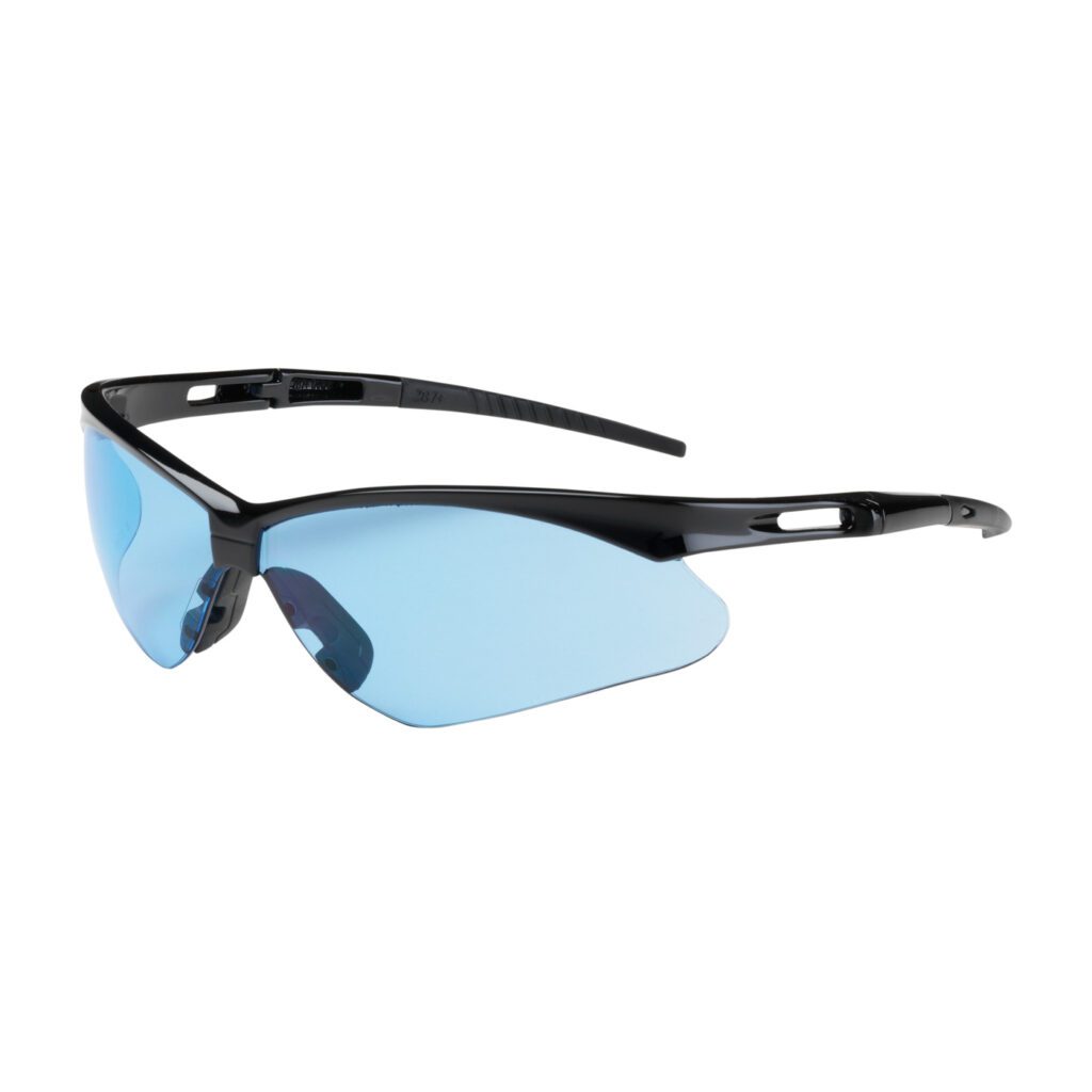 PIP Bouton® Optical Anser™ Semi-Rimless Safety Glasses with Black Frame, Light Blue Lens and Anti-Scratch Coating