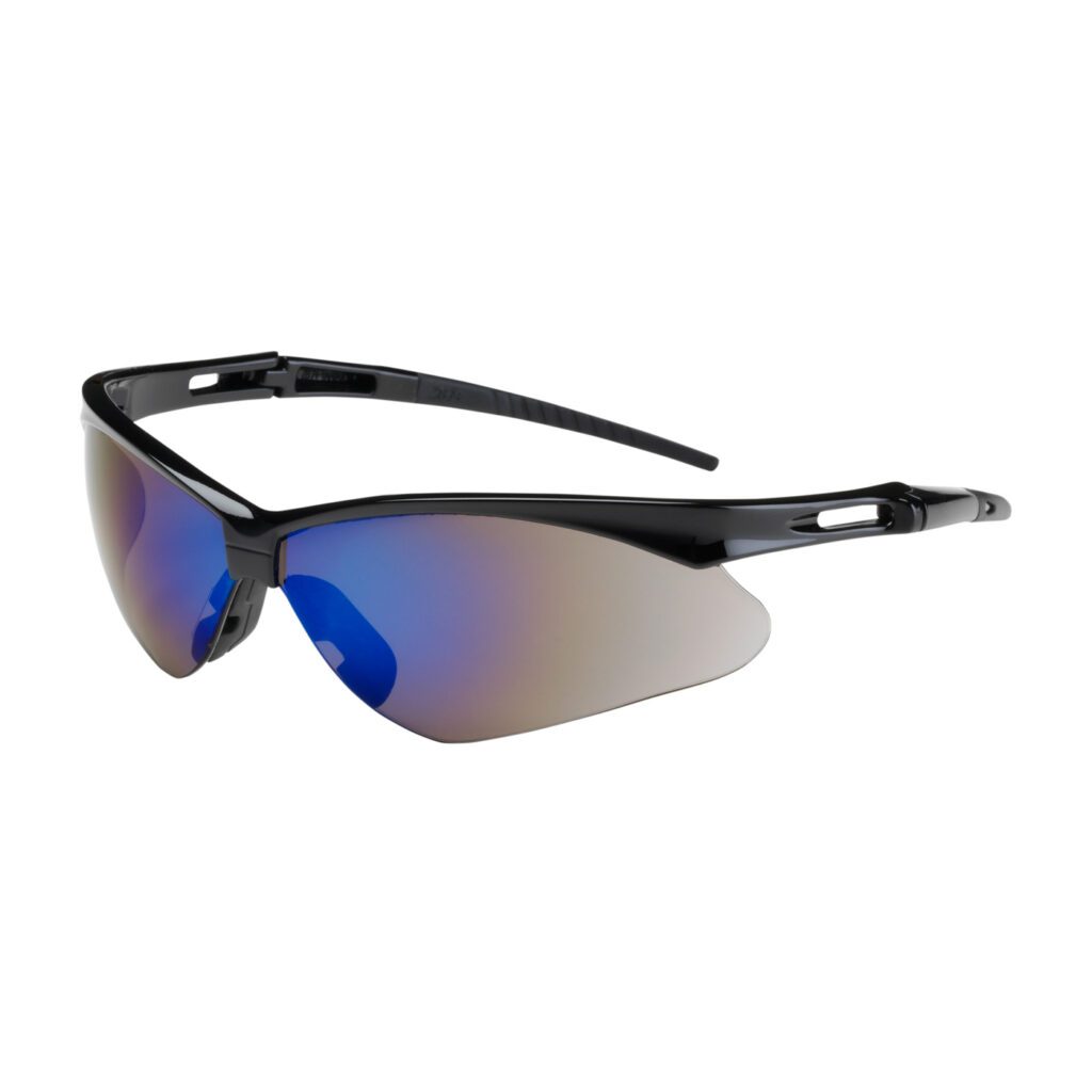 PIP Bouton® Optical Anser™ Semi-Rimless Safety Glasses with Black Frame, Blue Mirror Lens and Anti-Scratch Coating