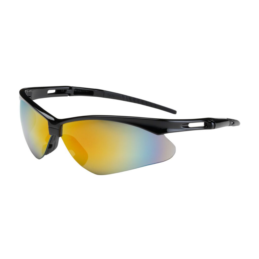 PIP Bouton® Optical Anser™ Semi-Rimless Safety Glasses with Black Frame, Red Mirror Lens and Anti-Scratch Coating