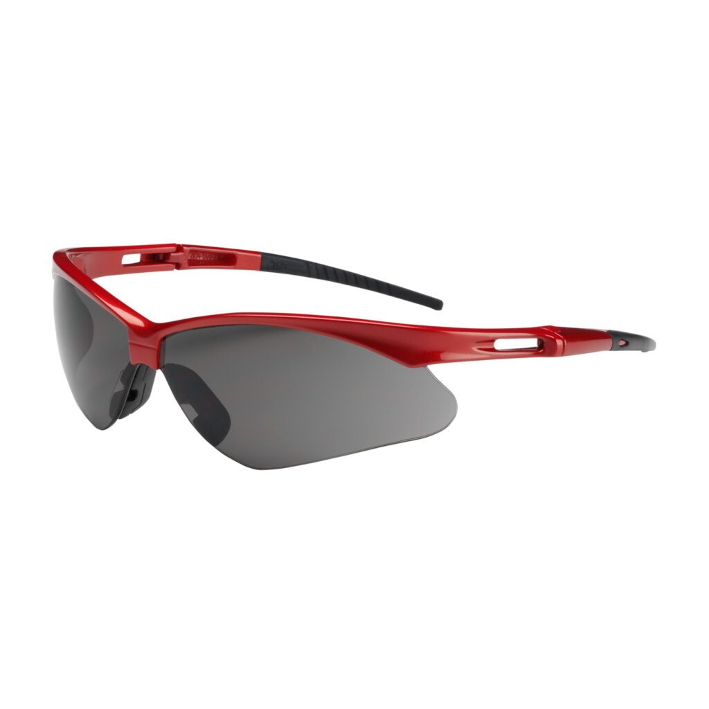 PIP Bouton® Optical Anser™ Semi-Rimless Safety Glasses with Red Frame, Gray Lens and Anti-Scratch Coating