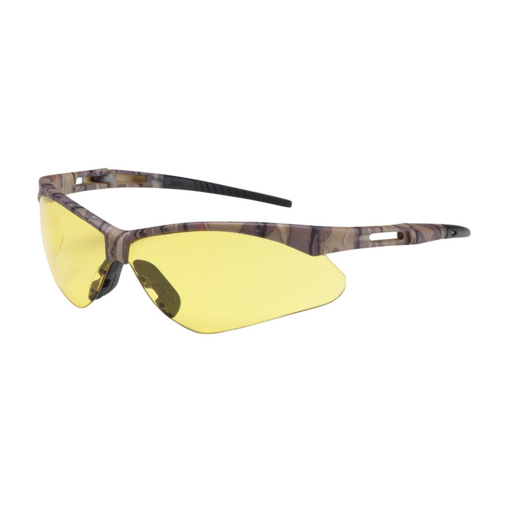 PIP Bouton® Optical Anser™ Semi-Rimless Safety Glasses with Camouflage Frame, Amber Lens and Anti-Scratch / Anti-Fog Coating