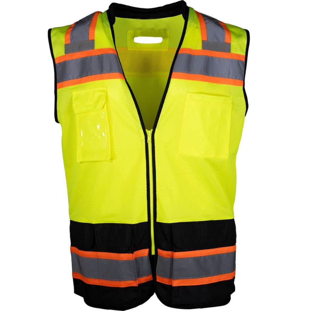 PIP® ANSI Type R Class 2 Black Bottom Mesh Vest with "D" Ring Access
