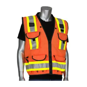 PIP® ANSI Type R Class 2 Two-Tone Fifteen Pocket Tech-Ready Ripstop Surveyors Vest with Mesh Back