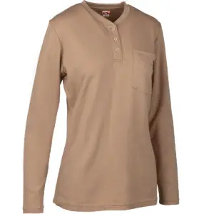 PIP® AR/FR Dual-Certified Women's Long Sleeve Henley - 10.6 cal/cm2