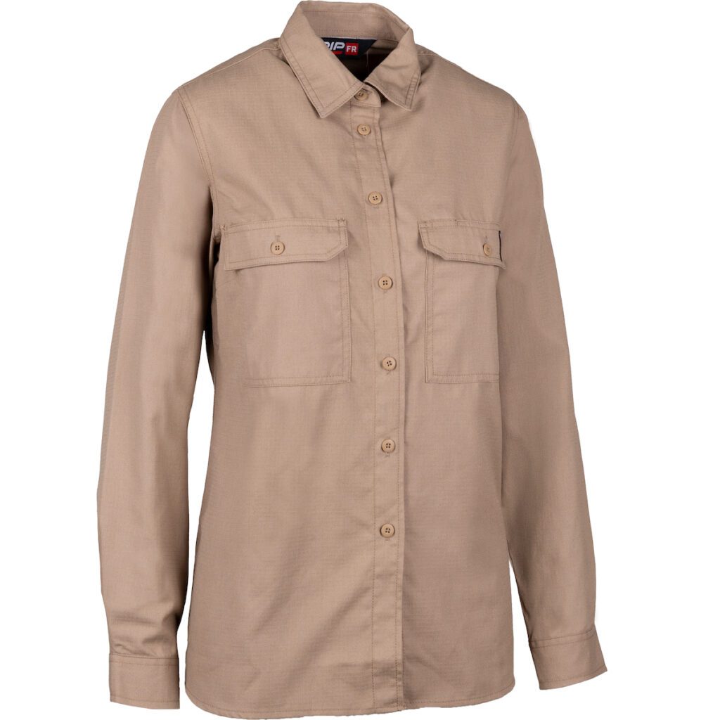 PIP® AR/FR Dual-Certified Women's Ripstop Long Sleeve Work Shirt- 9 cal/cm2