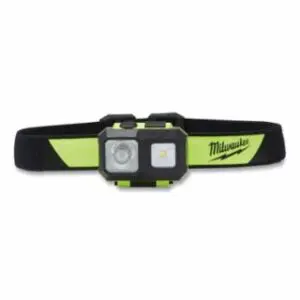 Milwaukee Intrinsically Safe Headlamp, 3-AAA Batteries, 300 lu, HiVis Lime Green, Class I, II, III/Div 1, Incl Batt/Straps/Adh/Wrench