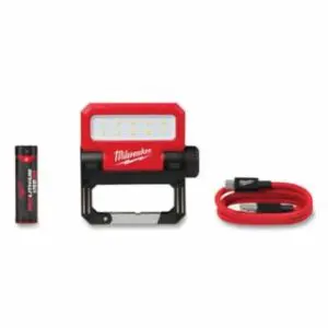 Milwaukee M18™ Rover™ LED Cordless Flood Light, USB Pivoting Flood Light, 100 lm to 550 lm, Incl Battery and USB Cable