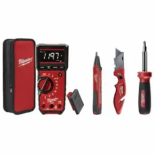 Milwaukee Electrical Combo Kit, RMS Multimeter & Voltage Detector w/Tools, Batteries, Case