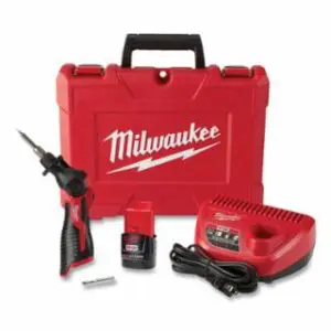 Milwaukee M12™ Soldering Iron, 90 W, 750° F, Kit, Incl Tool/Chisel and Pointed Tips/Battery Pack/Charger/Carrying Case