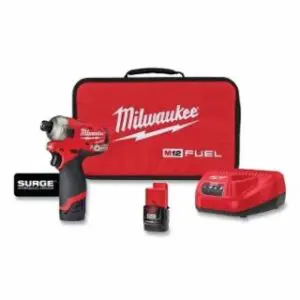 Milwaukee M12 FUEL™ SURGE™ Hex Hydraulic Driver, Kit, 1/4 in, 12 V, 3200 RPM, with Battery, Charger, Belt Clip, Bag