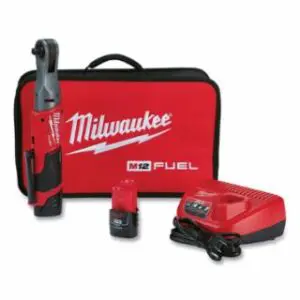 Milwaukee M12™ Cordless Lithium-Ion Ratchet, 3/8 in Square, 12 V, 200 RPM, 2.0 Ah M12 Battery (2), Standard Charger