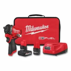Milwaukee  M12 FUEL™ Stubby 1/2 in Impact Wrench Kit w/ 2 Batteries, Charger, & Bag