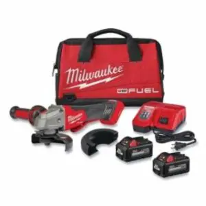 Milwaukee M18 FUEL™ 4-1/2 in/5 in Braking Grinder, 18 V DC, 8500 RPM, Paddle Switch, Incl Batteries/Charger/Accessories