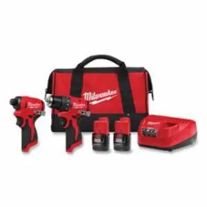 Milwaukee M12™ Subcompact Brushless Combo Kit w/ 3/8 in Drill Driver, 1/4 in Hex Impact Driver, 2 Batteries, Charger, & Bag