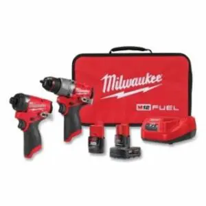 Milwaukee M12 FUEL™ 2-Tool Combo Kit, 18V, 1/2 in Hammer Drill/Driver, 1/4 in Hex Impact Driver, (2) Batteries, Charger