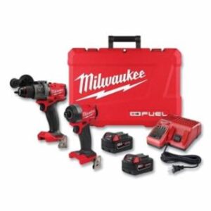 Milwaukee M18 FUEL™ 2-Tool Combo Kit, 1/2 in Hammer Drill/ 1/4 in Hex Impact Driver, 2100/3900 RPM