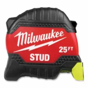 Milwaukee STUD™ Tape Measure, 25 ft, SAE, Two-Sided Printing, Hi-Vis Blade, Red/Black