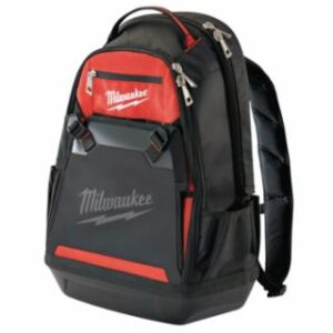 Milwaukee Jobsite Backpack, 1680D Ballistic Material, 35 Pockets, Black/Red, Includes Laptop Sleeve