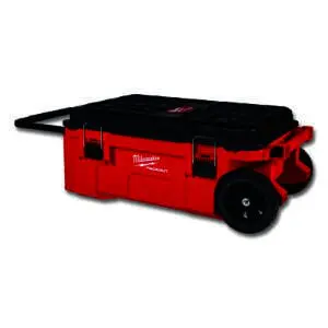 Milwaukee PACKOUT™ Rolling Tool Box, 35 gal Capacity, 38 in W x 24 in D x 15.8 in H, Polymer/Metal, Black/Red
