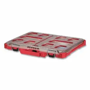 Milwaukee PACKOUT™ Compact Oraganizer, 8 Small Bins, 2 Large Bin, 18 in W x 12 in D, 1.8 in H, Red