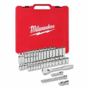 Milwaukee 3/8 in Drive Socket Set, 6 Points, SAE/Metric, 56 Piece