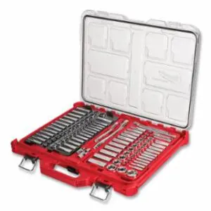 Milwaukee Ratchet and Socket Set with PACKOUT™ Low-Profile Organizer, 106 Pc, 1/4 in and 3/8 in Drive Size, 6 points, SAE/Metric