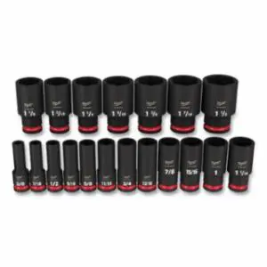 Milwaukee Shockwave™ Impact Duty™ 6-Point Socket Set, 1/2 in, SAE Deep, 19-Pc