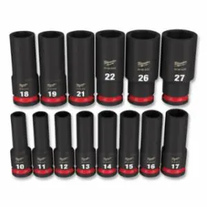 Milwaukee Shockwave™ Impact Duty™ 6-Point Socket Set, 1/2 in, Metric Deep, 14-Pc