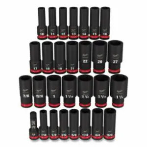 Milwaukee Shockwave™ Impact Duty™ 6-Point Socket Set, 1/2 in, SAE/Metric Deep, 29-Pc