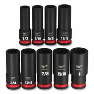 Milwaukee Shockwave™ Impact Duty™ 6-Point Socket Set, 1/2 in, SAE Deep, 9-Pc