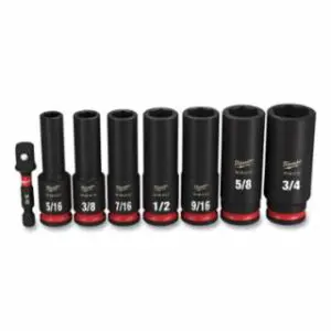 Milwaukee Shockwave™ Impact Duty™ 6-Point Socket Set, 3/8 in, SAE Deep, 8-Pc