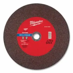 Milwaukee Metal Cut Off Wheel Type 1, 12 in dia, 1/8 in Thickness, 1 in Arbor dia, 30 Grit, Aluminum Oxide
