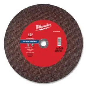 Milwaukee Metal Cut Off Wheel Type 1, 12 in dia, 1/8 in Thickness, 20 mm Arbor dia, 30 Grit, Aluminum Oxide
