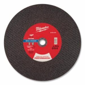 Milwaukee Performance+ Metal Cut Off Wheel Type 1, 14 in dia, 1/8 in Thickness, 1 in Arbor dia, 30 Grit, Aluminum Oxide