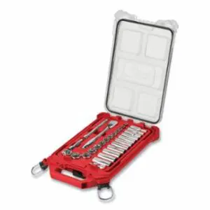 Milwaukee 28 Piece Ratchet and Socket Set with PACKOUTâ„¢ Low-Profile Organizer