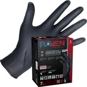 Raven Patriot Powder-Free Exam Grade Nitrile Disposable Gloves - 7 Mil - 50 PK