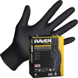 Raven Powder-Free Exam Grade Nitrile Disposable Gloves - 7 Mil - 50 PK