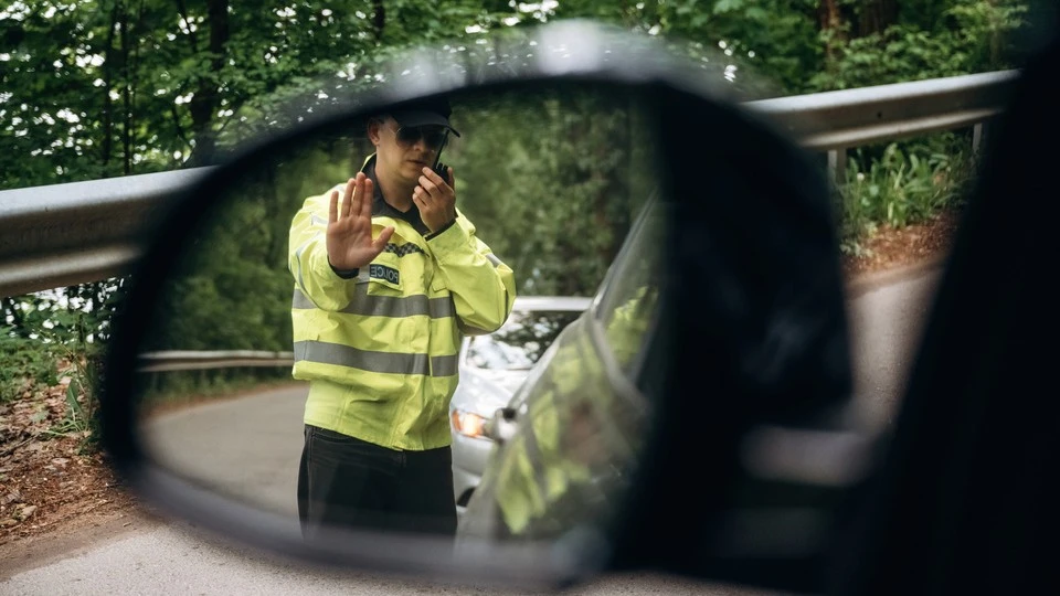 Police officer conducting traffic stop